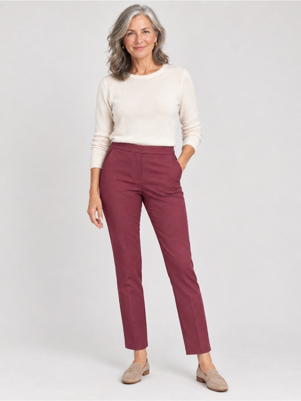 ANTONIO MELANI Women’s Burgundy Tailored Ankle Pants – Size 8